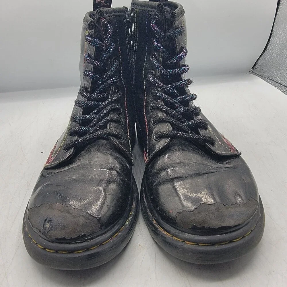 Dr Martens Doc Martens Kids Size 1 Black Sparkle Ray Boots Casual School Comfort